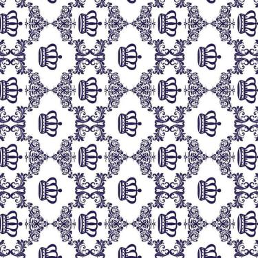 Imagem de Papel Parede Branco Com Coroas Azul Escuro Adesivo Infantil