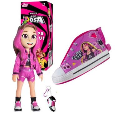 Imagem de Boneca Emilly Vick Turma Dos Rosa Com Chaveiro e Bolsa Tênis - Nova Br
