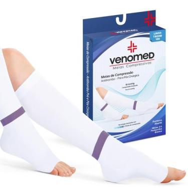 Imagem de MEIAS ANTITROMBO 15 a 21MMHG UNISSEX 3/4 TROMB100 VENOMED, XGG, Branco