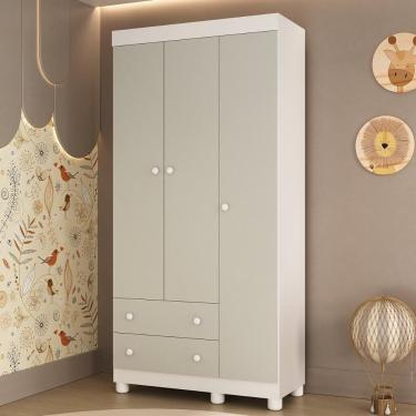 Imagem de Guarda-roupa Infantil 92cm 3 Portas E 2 Gavetas Allegra Multimóveis Mp4442 Branco/off White Branco/off White