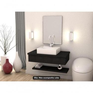 Imagem de Conjunto Bancada, Prateleira E Espelheira Ktme807 Nogal Preto ônix - C