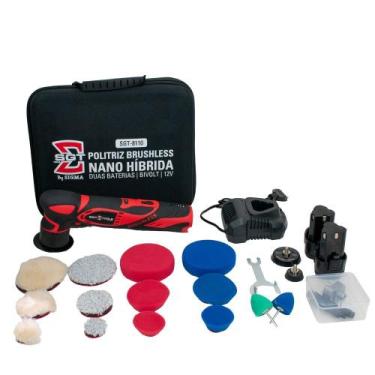 Imagem de Politriz nano hibrida a bateria 12V com 2 baterias e acessórios - SGT-
