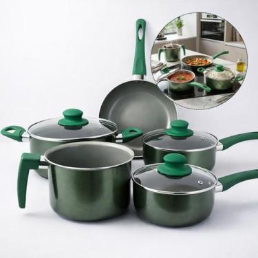 Imagem de Jogo de Panelas 5 Peças Revestimento Cerâmico Antiaderente Indução com