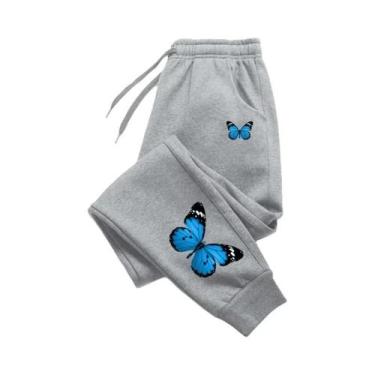 Imagem de Calças De Moletom Femininas Com Estampa De Borboleta, Casuais E Modern