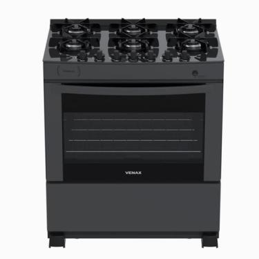Imagem de Fogao 6 Bocas Venax Delplus Vitreo Bl Grafite Gas Glp, Bivolt
