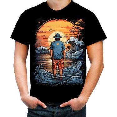 Imagem de Camiseta Colorida Pesca Esportiva Pôr do Sol Peixes 12 - Kasubeck Stor