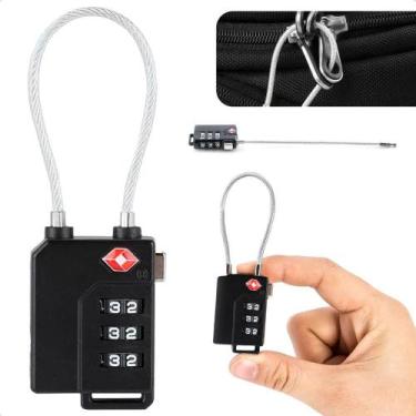 Imagem de Cadeado Tsa Cabo Aço Senha Mala Viagem Aeroporto Mochila Cor - Congrat