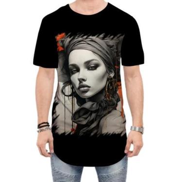 Imagem de Camiseta Longline Pintura a Carvão Mulher Arte 30 - Kasubeck Store®, G