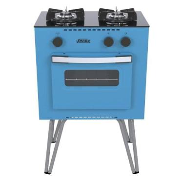 Imagem de Fogao a Gas 2 Bocas com Forno Venax Mini Cook Azul