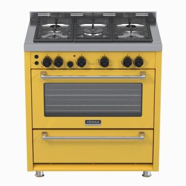 Imagem de Fogao a Gas 5 Bocas Venax Temis Amarelo, 110V