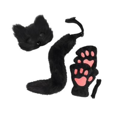 Imagem de Conjunto De Máscara E Cauda De Gato Peludo Para Festa De Halloween, Fa