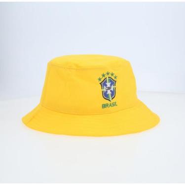 Imagem de Chapéu Bucket em Tecido com Estampa do Brasil - BAUARTE, Amarelo