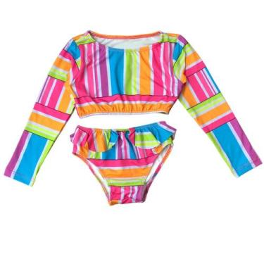 Imagem de Biquíni Infantil Cropped Com Proteção Uv50 Moda PraiaPiscina - Love4Ho