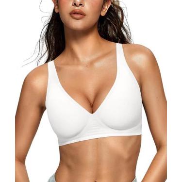 Imagem de Sutiã feminino OEAK sem fio, confortável e confortável, branco M
