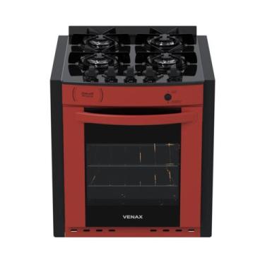 Imagem de Fogao de Embutir 4 Bocas Venax Gaudi Prisma Vitreo Bl Vermelho Gas Glp