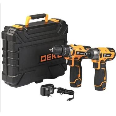 Imagem de Parafusadeira furadeira 12v furadeira c/ impacto kit maleta - DEKO