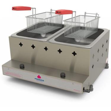 Imagem de Fritador a Gás Retangular 2 Cestos 10L Óleo Modelo PR-20G em Aço Inox Escovado Progás