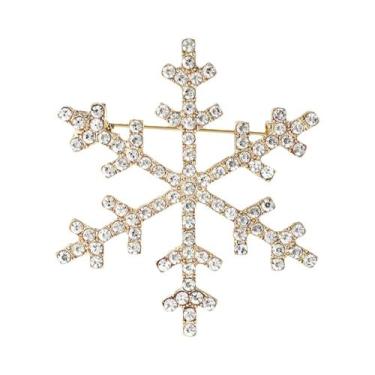 Imagem de Broche De Natal Unissex Feminino Com Strass Floco De Neve E Flor De Vi