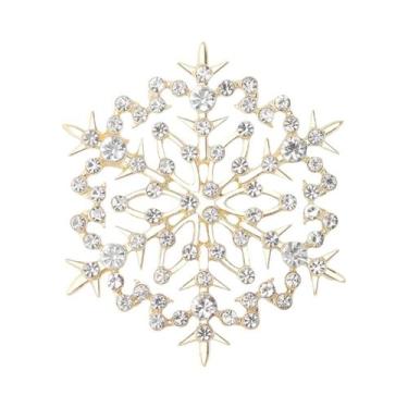 Imagem de Broche De Natal Unissex Feminino Com Strass Floco De Neve E Flor De Vi