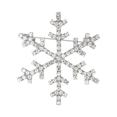 Imagem de Broche De Natal Unissex Feminino Com Strass Floco De Neve E Flor De Vi