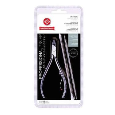 Imagem de Kit de Cuidado para as Unhas Mundial Inox 778EP Alicate 2 Espátulas