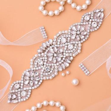 Imagem de Cinto de Noiva Festa Aplique Vestido Pedrarias e Strass Cor:Organza Br