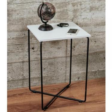 Imagem de Mesa Lateral de Apoio Tampo Quadrado Preto - Compoarte