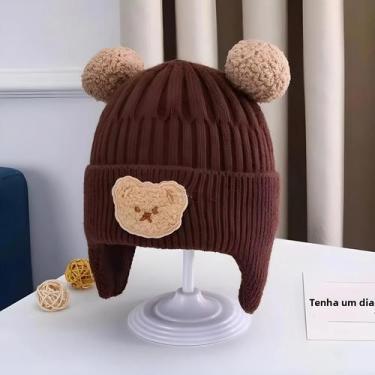 Imagem de Gorro De Lã Para Bebê De Inverno Com Orelhas De Urso, Proteção Quente 