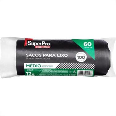 Imagem de Saco De Lixo Superpro Bettanin 60L - 60X70Cm Preto Pacote Com 100 Peca