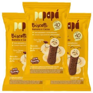 Imagem de Kit Biscoito Infantil Papapá Zero Açúcar Banana e Cacau - 3 pacotes de