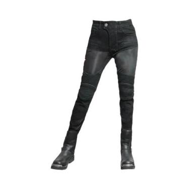 Imagem de Calças Jeans Femininas De Cintura Alta Para Motociclismo PK719 Estilo 