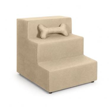 Imagem de escada pet cachorro gato 3 degraus em suede anti derrapante - Vit Deco