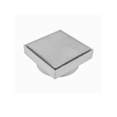 Imagem de Ralo Quadrado Híbrido 10X10cm Tampa Inox Aparente ou Oculto - Casa do 