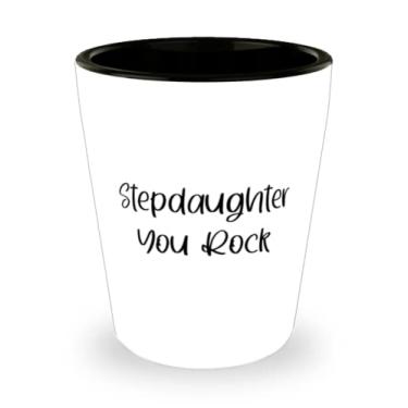Imagem de Presentes legais para madrinha, Stepdaughter You Rock, copo de dose reutilizável para filha do pai