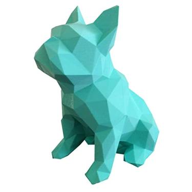 Imagem de Bulldog Francês Sentado Decorativo - 15 Cm Altura -Toque 3D Cor: Azul Tiffany