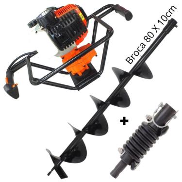 Imagem de Perfurador de Solo á Gasolina Vulcan VPS520 2T 52cc 2,5hp com Broca 80x10cm + Amortecedor Para Broca Kawashima Ideal Para o Plantio na Agricultura