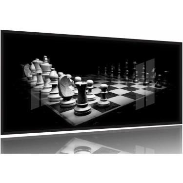 Imagem de Quadro Decorativo Jogo De Xadrez 130x60 Moldura Preta 2x2