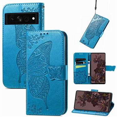 Imagem de YUNCHAO Caixa de telefone Para o Google Pixel 7 5g Butterfly Love Flower Leather Case de telefone em relevo capa para celular