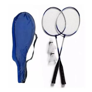 Imagem de Kit 2 Raquetes Badminton 3 Petecas E Bolsa - Thata Esportes