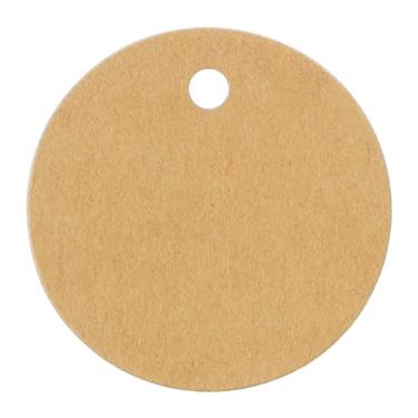 Imagem de Pacote com 100 – Etiquetas de presente da CleverDelights Circle Kraft/Etiquetas penduradas – 3,8 cm de diâmetro – Etiquetas marrons Kraft – para presentes, artesanato, lembranças de festa, casamentos, etiquetas de preço – Resistente – 3,8 cm
