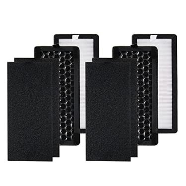 Imagem de PUREBURG Conjunto de filtros HEPA de substituição (2 HEPA+2 filtros de carbono ativado + 4 pré-filtros de carbono) compatível com purificador de ar de mesa Lasko HF11200, peça YY11200