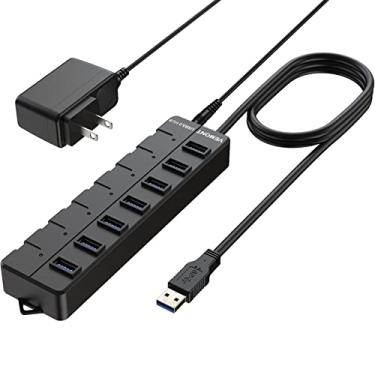 Imagem de VEMONT Hub USB 3.0 de 7 Portas com Adaptador de Alimentação 5V2A e Interruptores Individuais Liga/Desliga, Compatível com Windows, MacOS, Linux