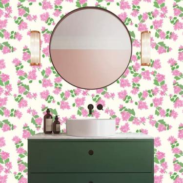 Imagem de Papel de Parede Toque de Flor Rosa I Crie Paredes I Impresso em alta definição (P)