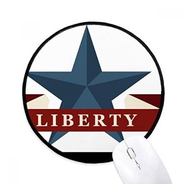 Imagem de DIYthinker Pentagrama Liberty Slogan América Country City Mouse Pad Desktop Office Tapete Redondo para Computador