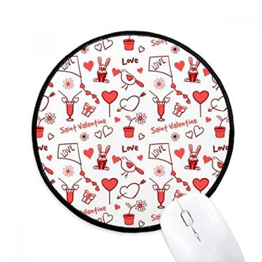 Imagem de DIYthinker Red Saint Valentine Love Kite Rabbits Mouse Pad Desktop Office Tapete redondo para computador