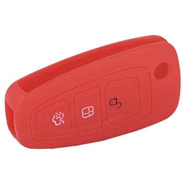 Imagem de YJADHU Silicone Flip Masculino Feminino Chaveiro Chaveiro Capa de Chave de Carro, Apto Para Ford Focus Mk3 Mondeo Fiesta Kuga Ecosport Escape Range, Vermelho