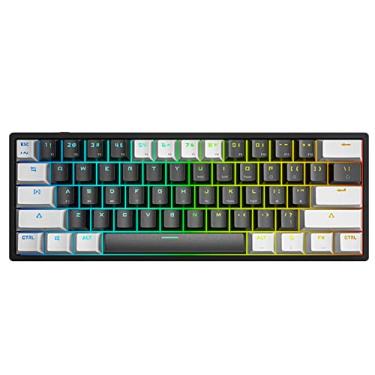 Imagem de 60% TKL MINI TECHADO MECÂNICO DO JAMING, Teclado de teclado portátil RGB PBT com Wired PBT para jogador black/white-blue switch
