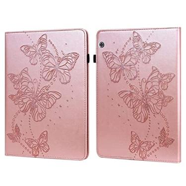 Imagem de Acessórios para tablets Para Huawei Mediapad T5 10 polegadas em relevo Butterfly Padrão horizontal Caixa de comprimido de couro Flip