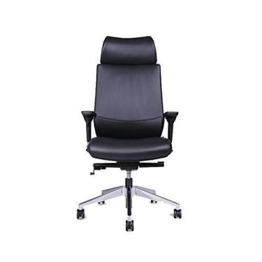 Imagem de Cadeira executiva de couro, assento e encosto giratório ergonômico ajustável em altura Cadeira de mesa de escritório com apoio de braço sintético The New