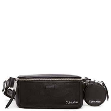 Imagem de Calvin Klein Bolsa de cinto feminina Millie Novelty, Preto/prata, One Size, Bolsa de cinto Millie Novelty